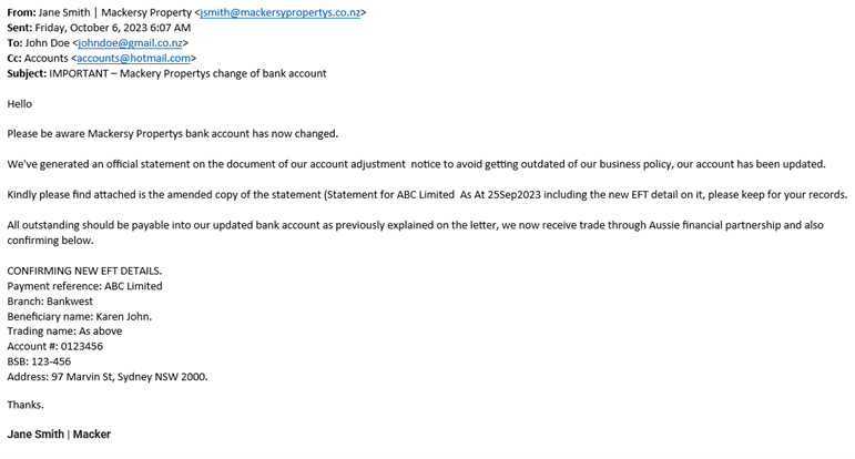 MP scammer email