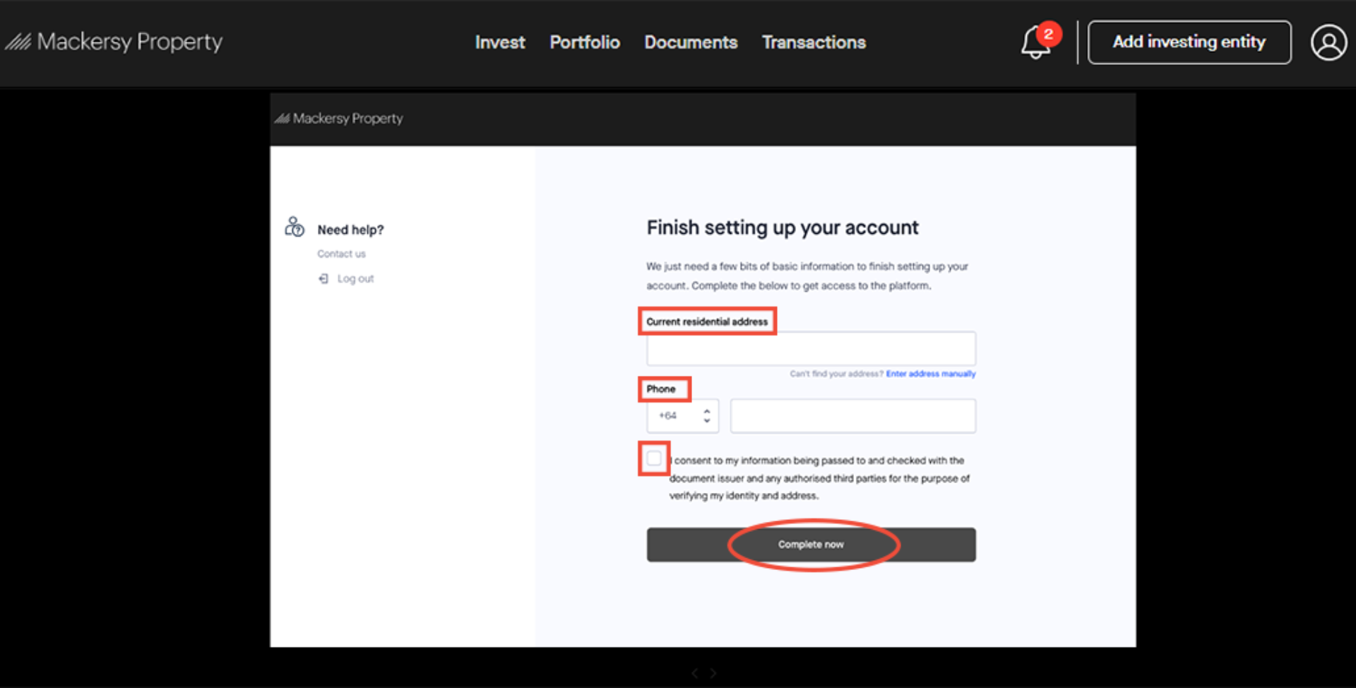 Finish setting up your account step 3 3